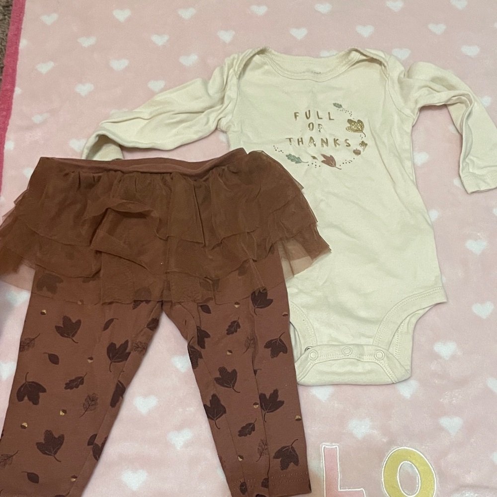 Carter's Cream Onesie with Gold and Brown Accents